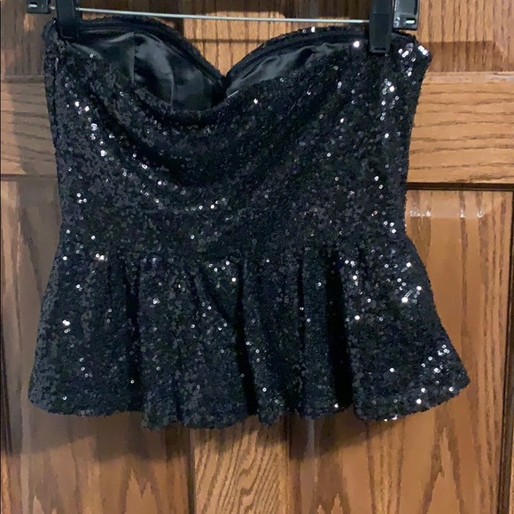 Sequin Black Bustier top Medium Forever 21 - Picture 2 of 3